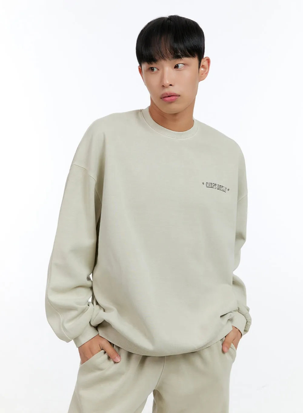 Men's Lettering Crew Neck Sweatshirt IG422