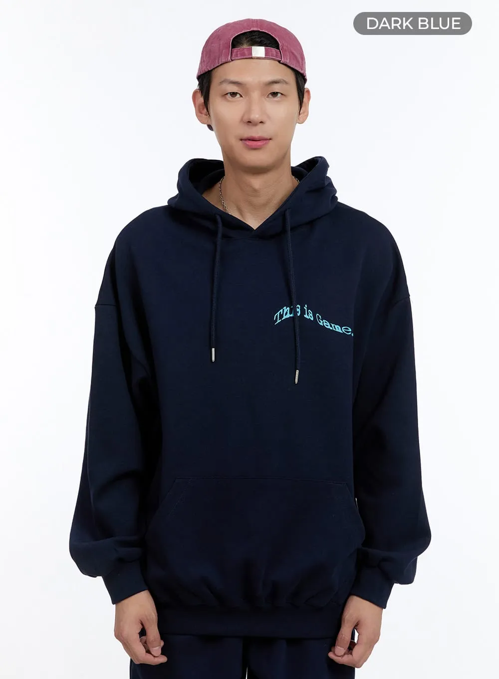 Men's Lettering Oversize Hoodie (Dark Blue) IG427