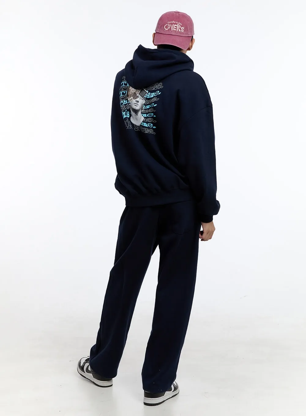 Men's Lettering Oversize Hoodie (Dark Blue) IG427