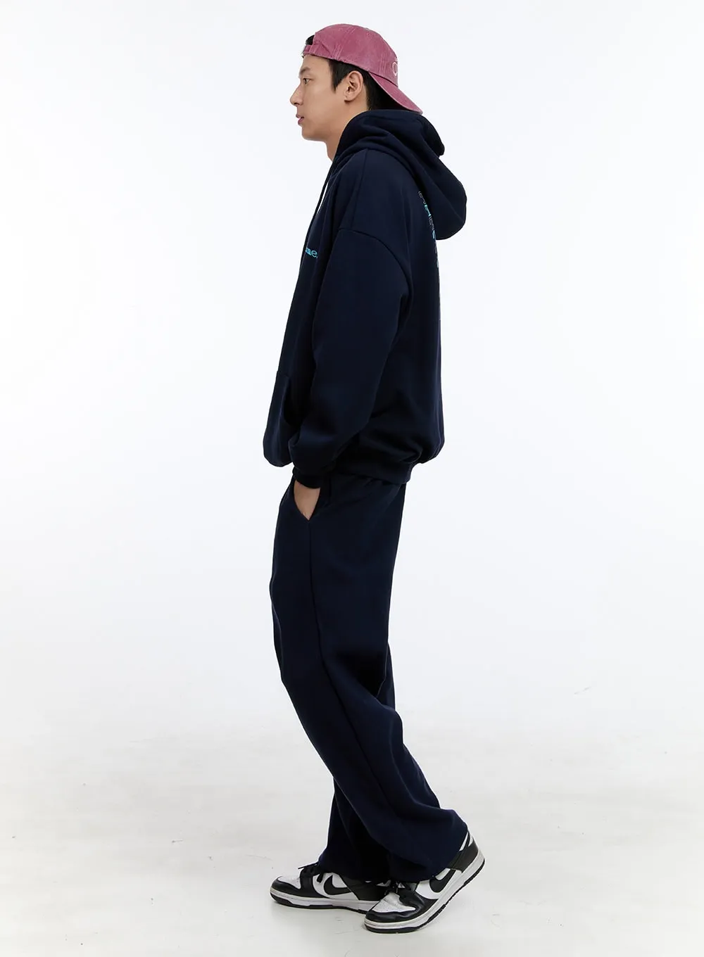 Men's Lettering Oversize Hoodie (Dark Blue) IG427