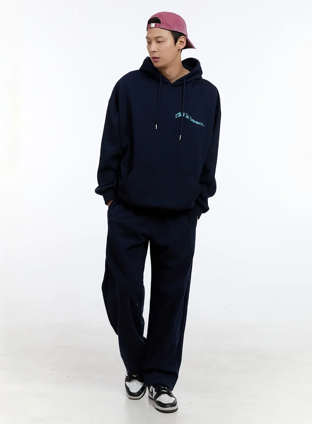 Men's Lettering Oversize Hoodie (Dark Blue) IG427