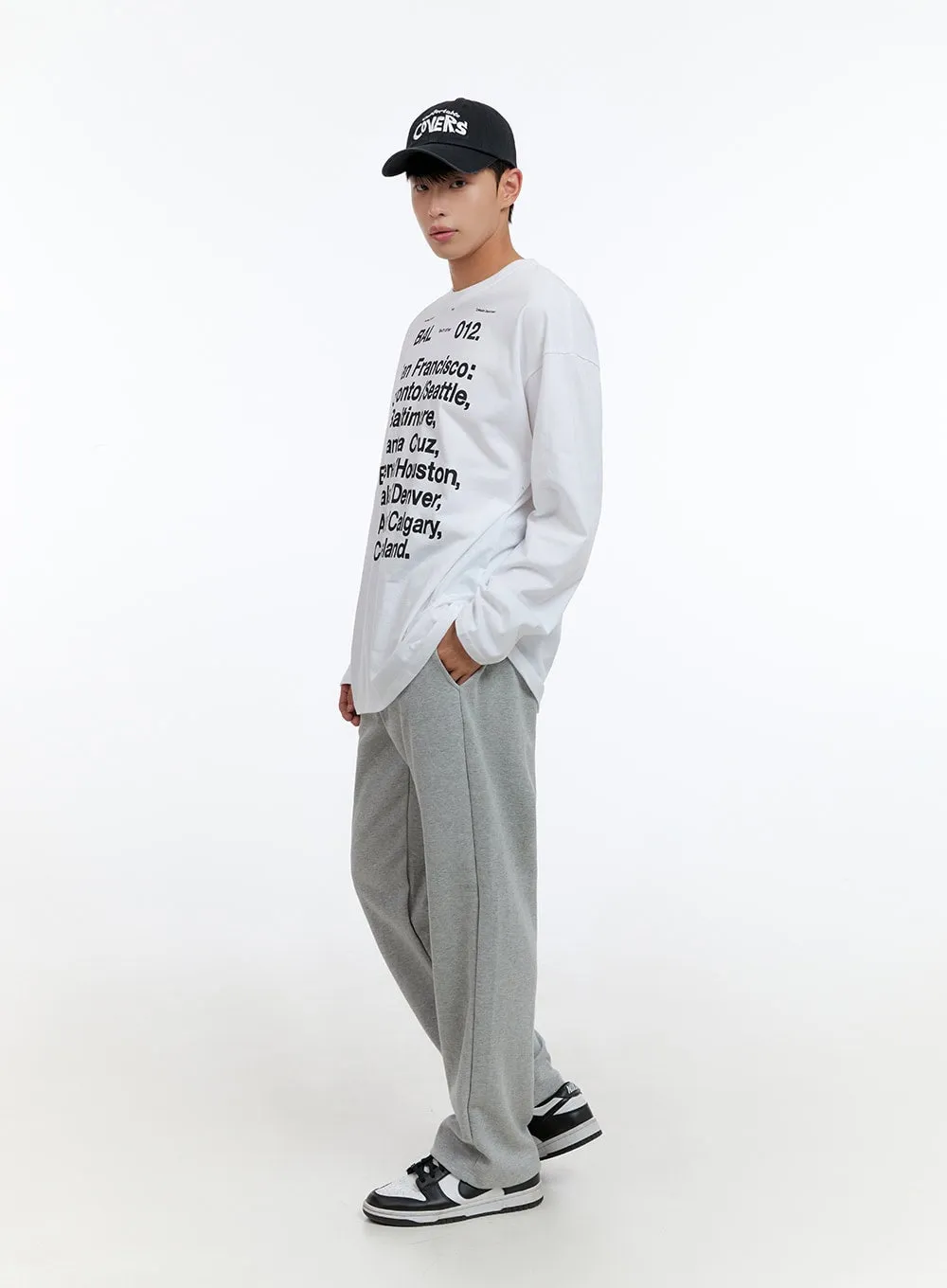 Men's Relaxed Fit Cotton Sweatpants (Gray) IS413