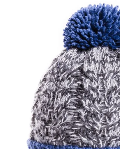 Mens Stan Chunky Cable Knit Bobble Hat - Blue