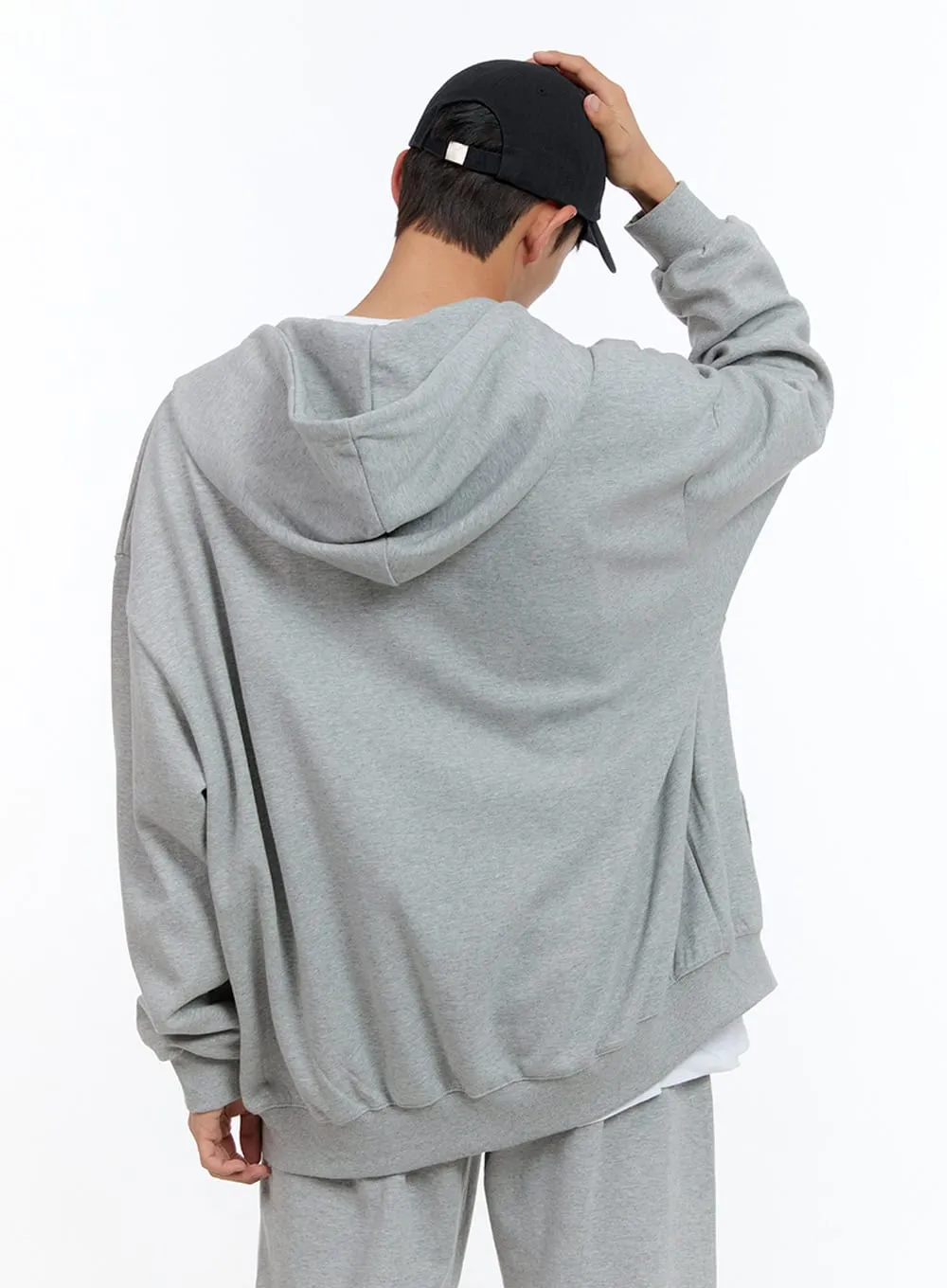 Men's Two-Way Zip-Up Lettered Hoodie (Gray) IS413