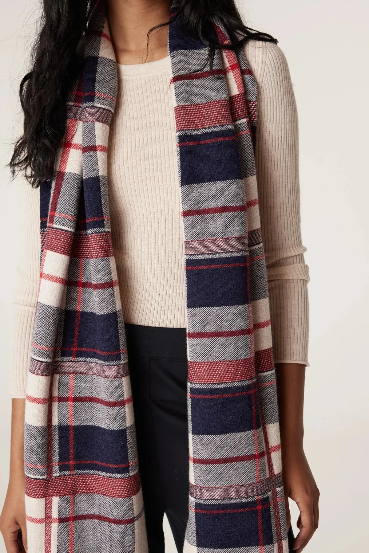 Merino Check Scarf Red Check