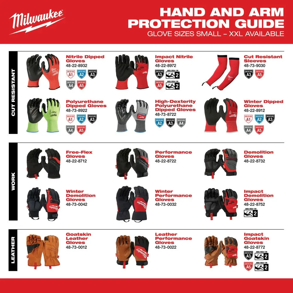 Milwaukee 48-73-8921 High Visibility Cut Level 2 Polyurethane Dipped Safety Gloves - Medium