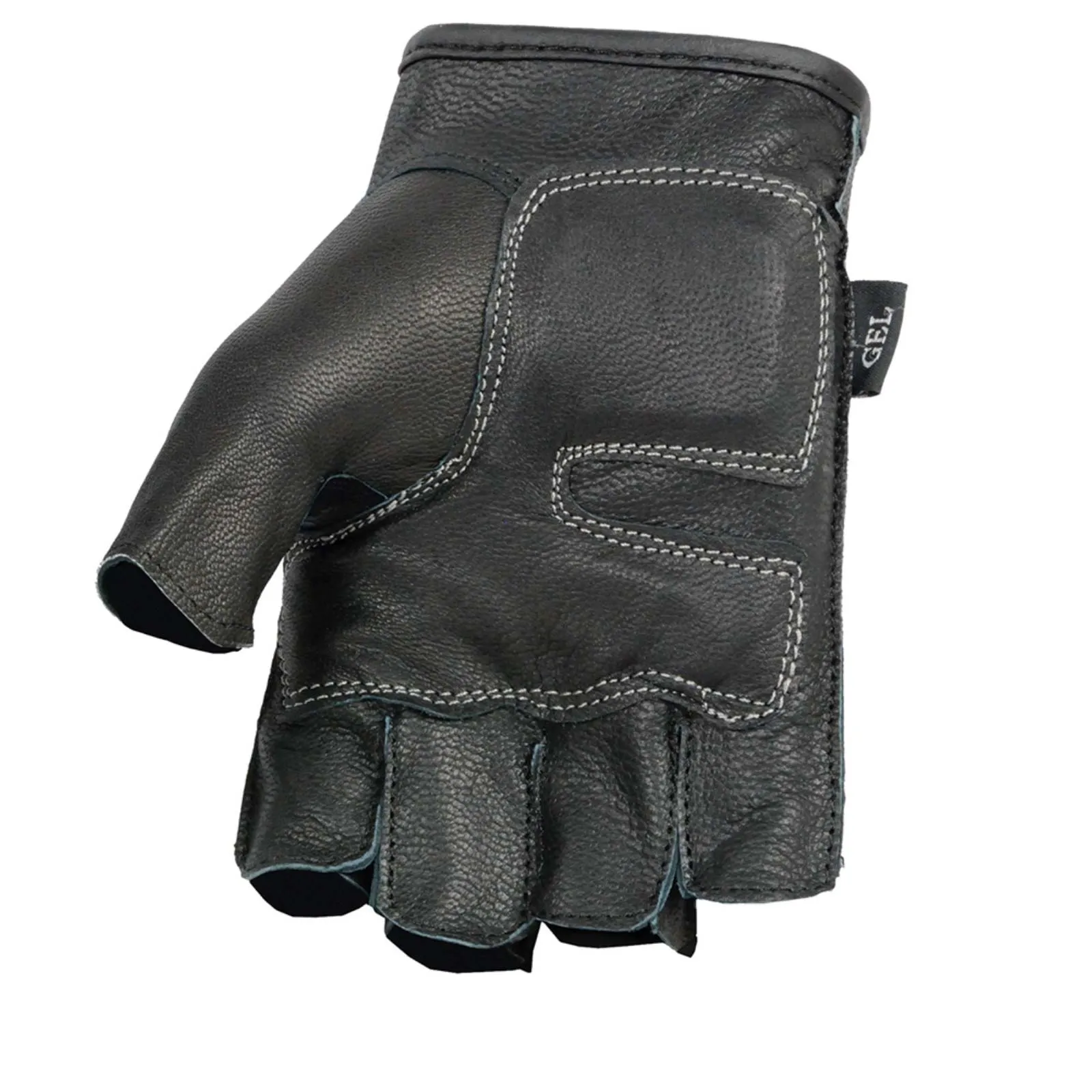 Milwaukee Leather SH198 Men's Black Leather Gel Padded Palm Fingerless Motorcycle Hand Gloves W/ ‘Orange Flame Embroidered’