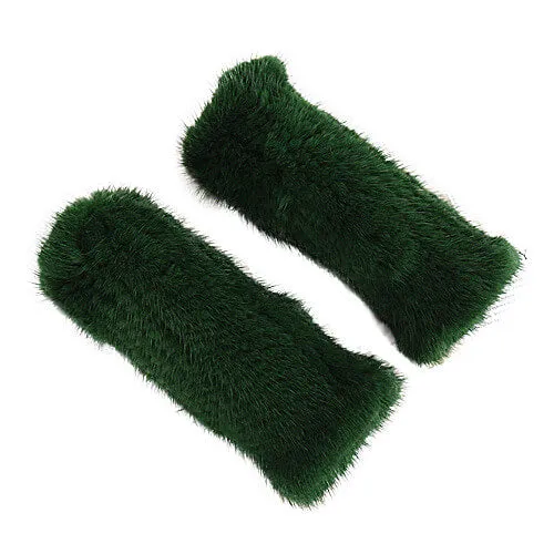 Mink fur half-finger gloves warm fur winter ladies cute all-match fingerless wristbands