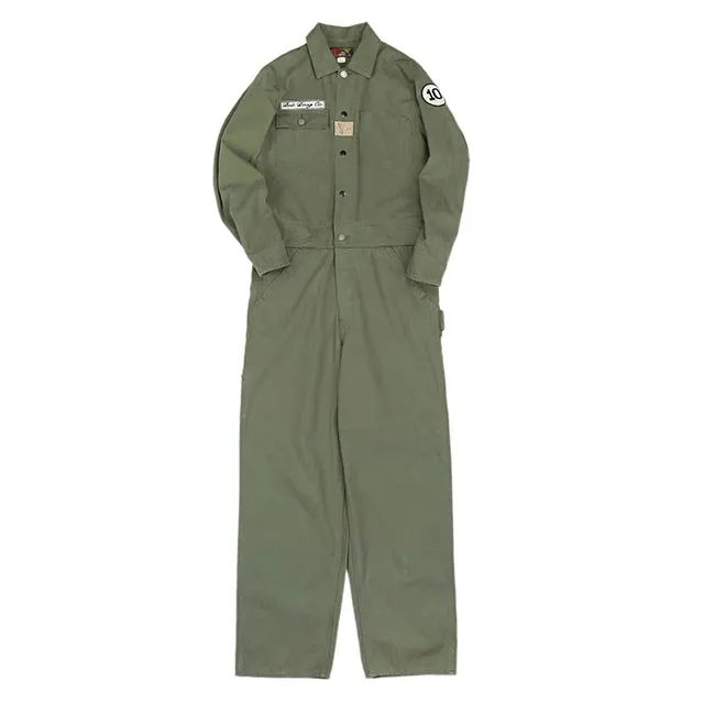 Motorcycle Coveralls Herringbone Long Sleeve Mechanic Jumpsuit