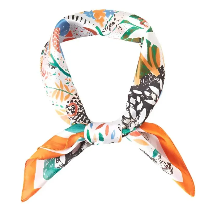 Multi Flower Leaves Print Bandana Scarf