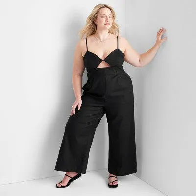 New - Future Collective Jenny K Lopez Strappy Cut-Out Wide Leg Jumpsuit