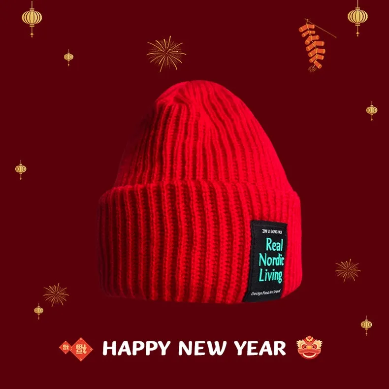 New Year Red Knit Hat  The Perfect Christmas Gift with Matching Scarf and Gloves