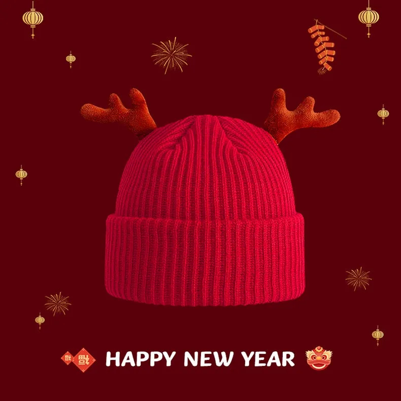 New Year Red Knit Hat  The Perfect Christmas Gift with Matching Scarf and Gloves