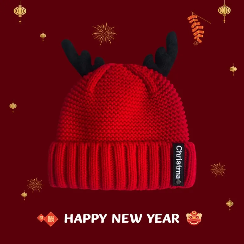 New Year Red Knit Hat  The Perfect Christmas Gift with Matching Scarf and Gloves