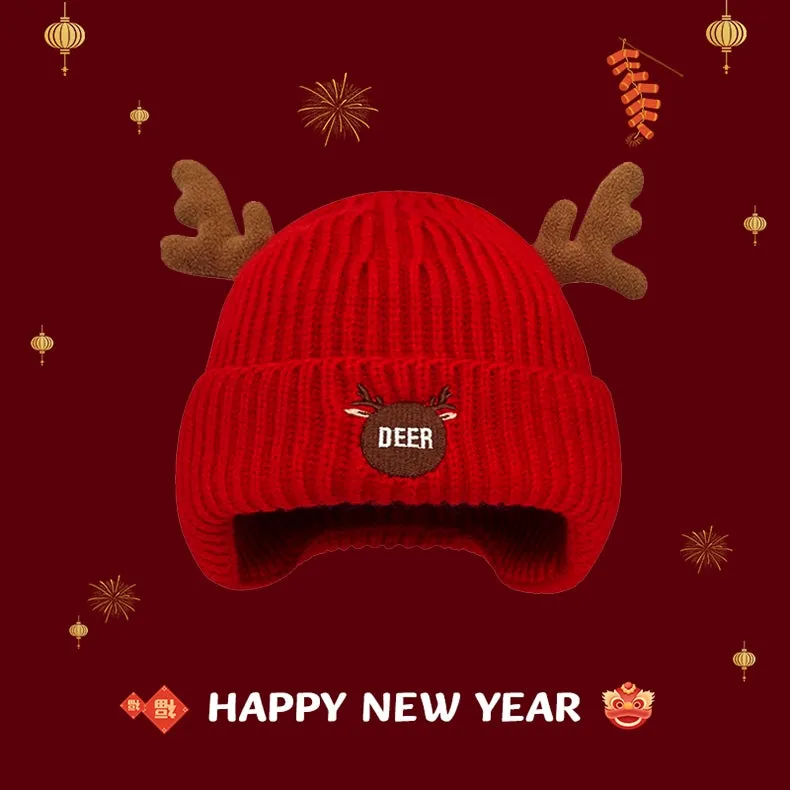 New Year Red Knit Hat  The Perfect Christmas Gift with Matching Scarf and Gloves