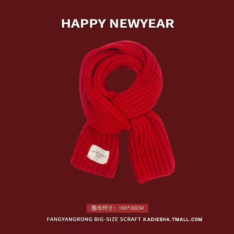 New Year Red Knit Hat  The Perfect Christmas Gift with Matching Scarf and Gloves