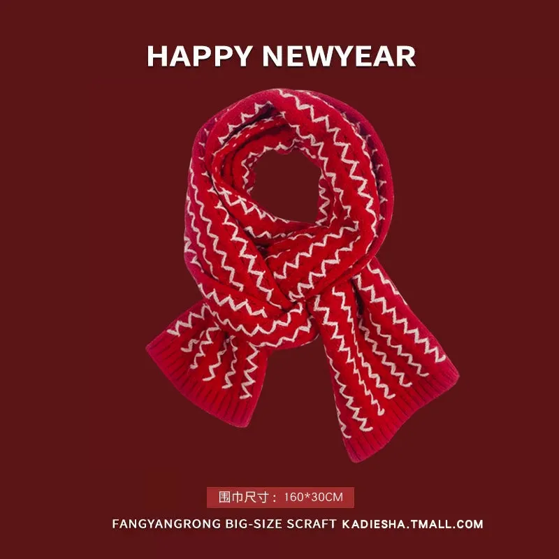 New Year Red Knit Hat  The Perfect Christmas Gift with Matching Scarf and Gloves