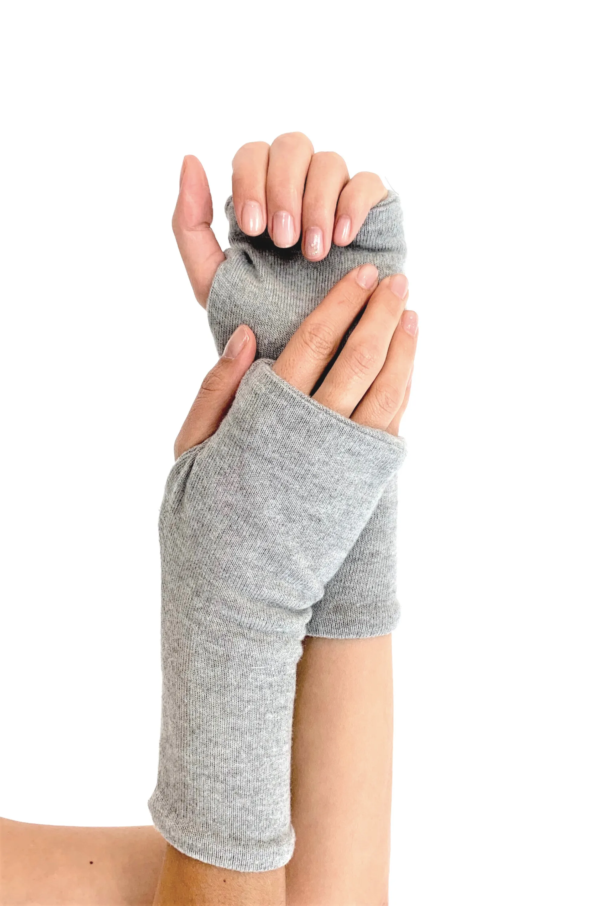 One Size Fingerless Gloves in Double Layer Ultra Soft Cashmere Feel Sweater Jersey