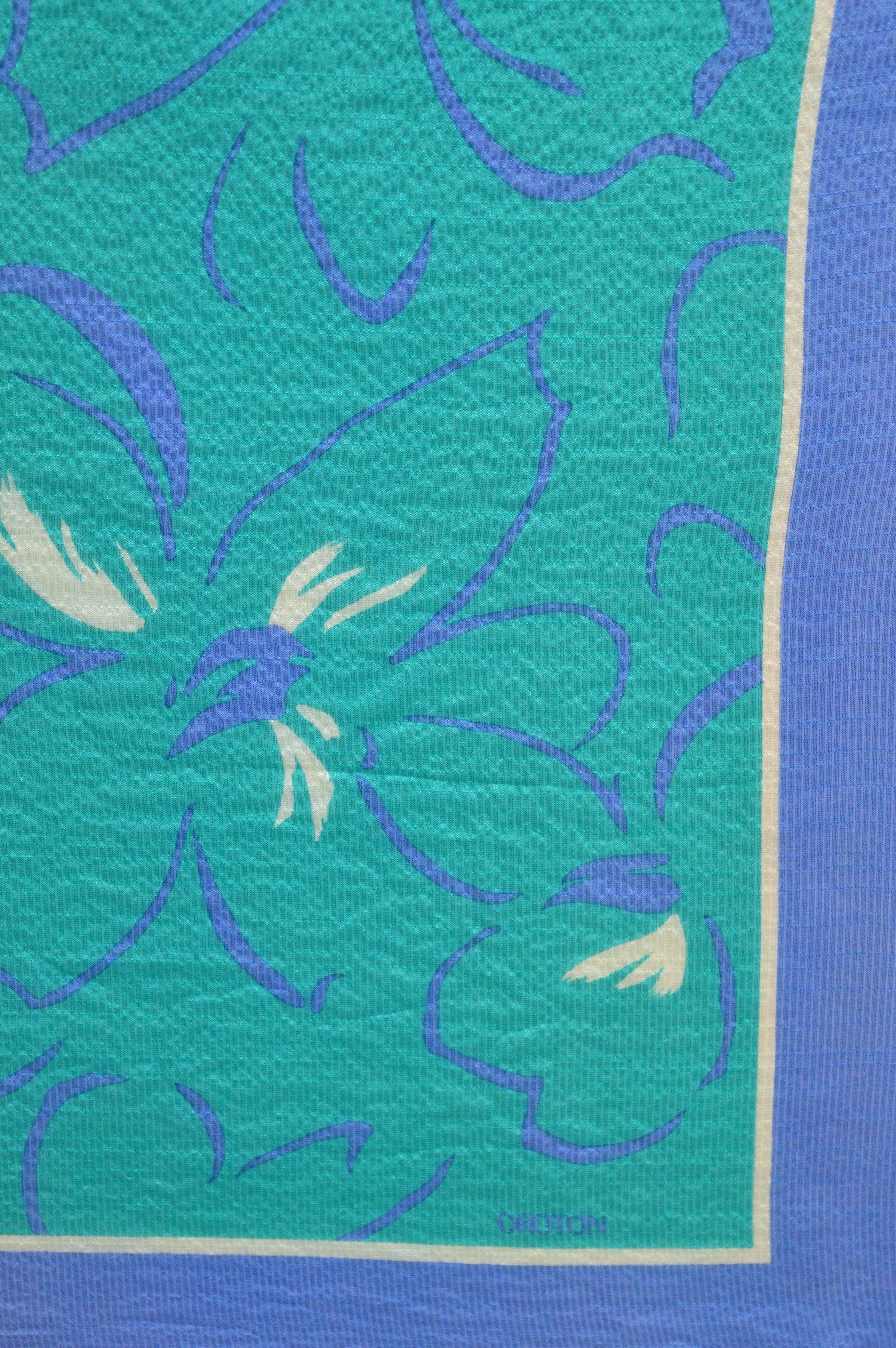 Orton Teal and Blue Floral Silk Scarf