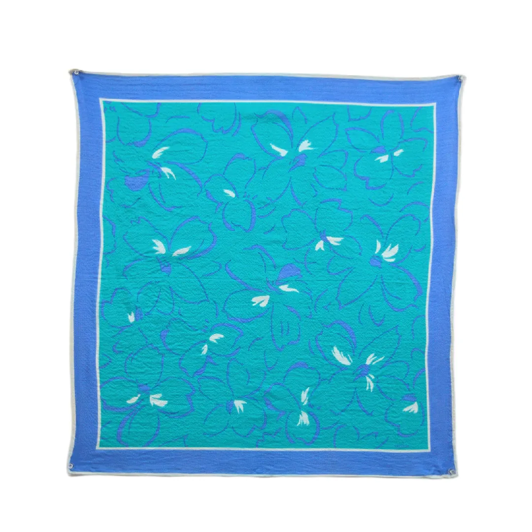 Orton Teal and Blue Floral Silk Scarf