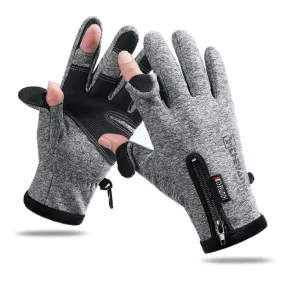 Outdoor Sports Riding Warm Gloves Touch Screen Fingerless Fishing Gloves, Size: L(Grey)