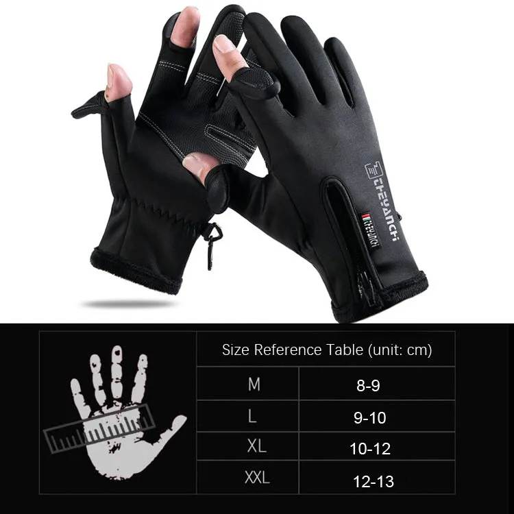 Outdoor Sports Riding Warm Gloves Touch Screen Fingerless Fishing Gloves, Size: L(Grey)