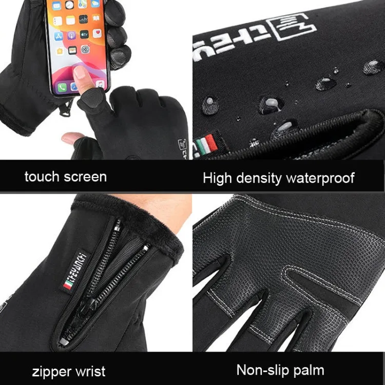 Outdoor Sports Riding Warm Gloves Touch Screen Fingerless Fishing Gloves, Size: XL(Black)