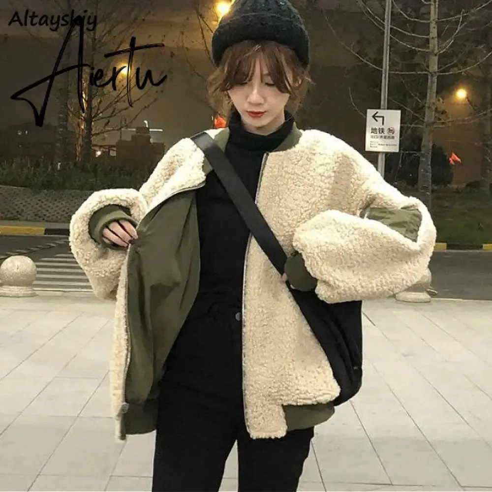 Parkas Women Winter Warm Patchwork Thickening Zipper Casual BF Invierno Student Basic Chic Mujer Clothing Apricot Overcoats Soft