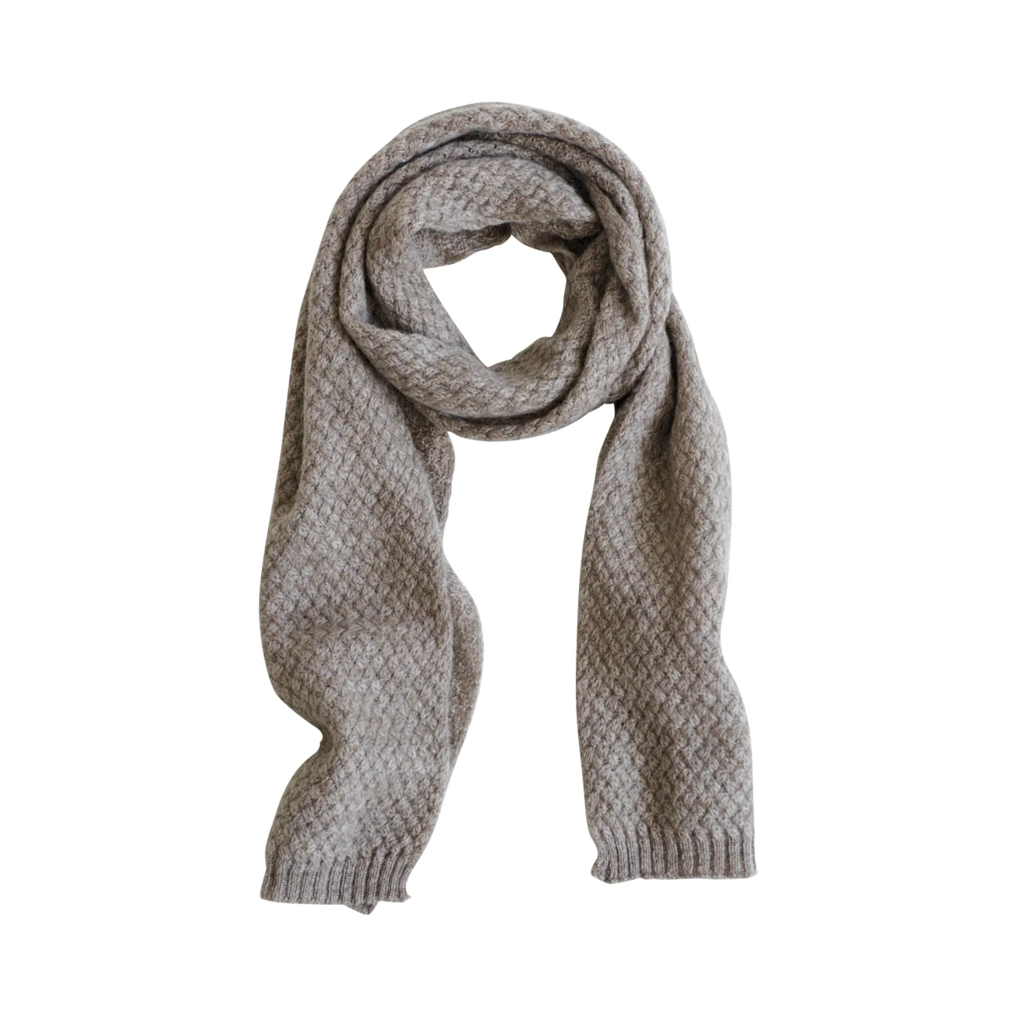 "Warmth Whisper" Waffle Knit Cashmere Scarf - Steel Grey