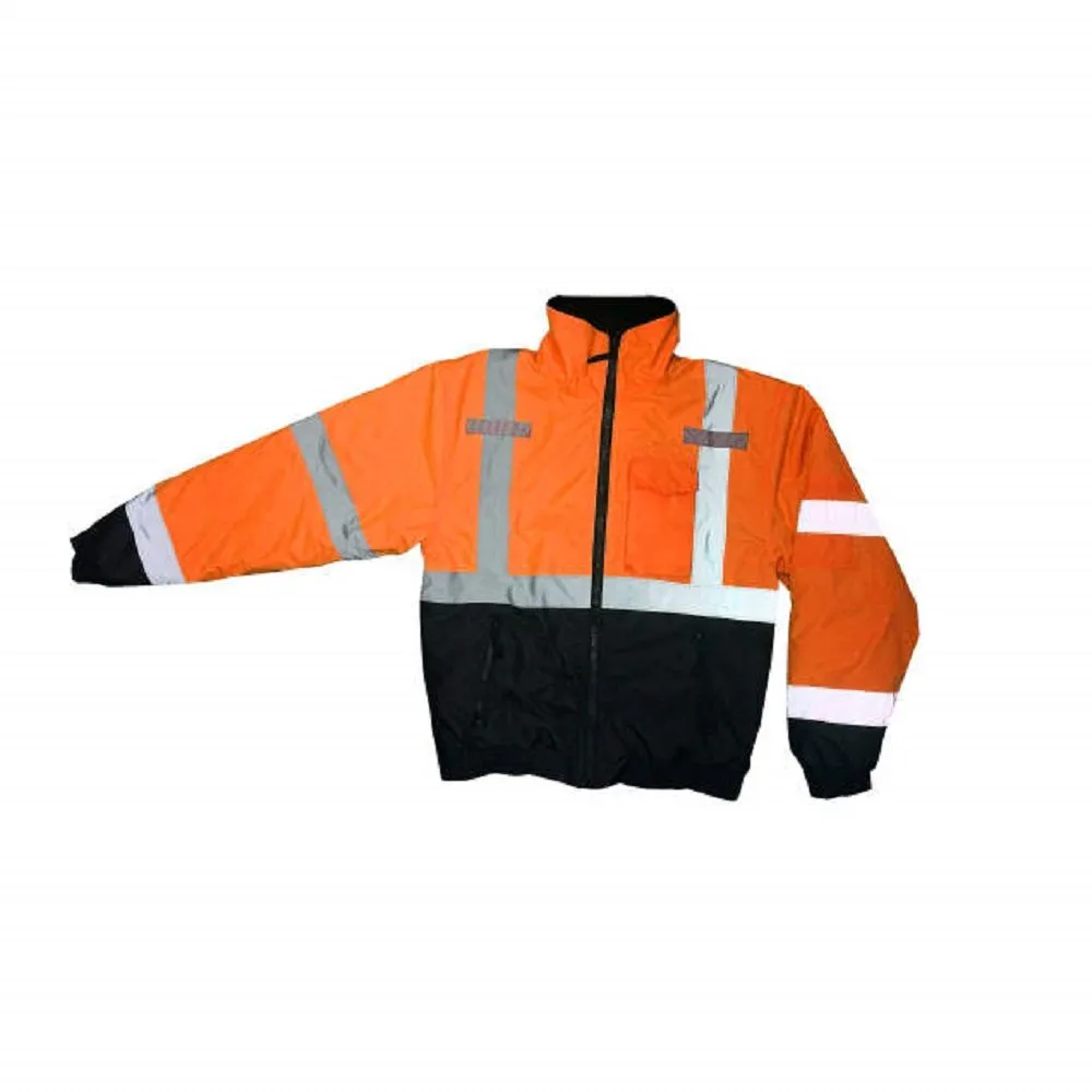 Radians SJ11QB-3ZOS Class3 Hi-Vis Weatherproof Bomber Jacket with Quilted Built-in Liner, Hi-Vis Orange/Black, 1 Each