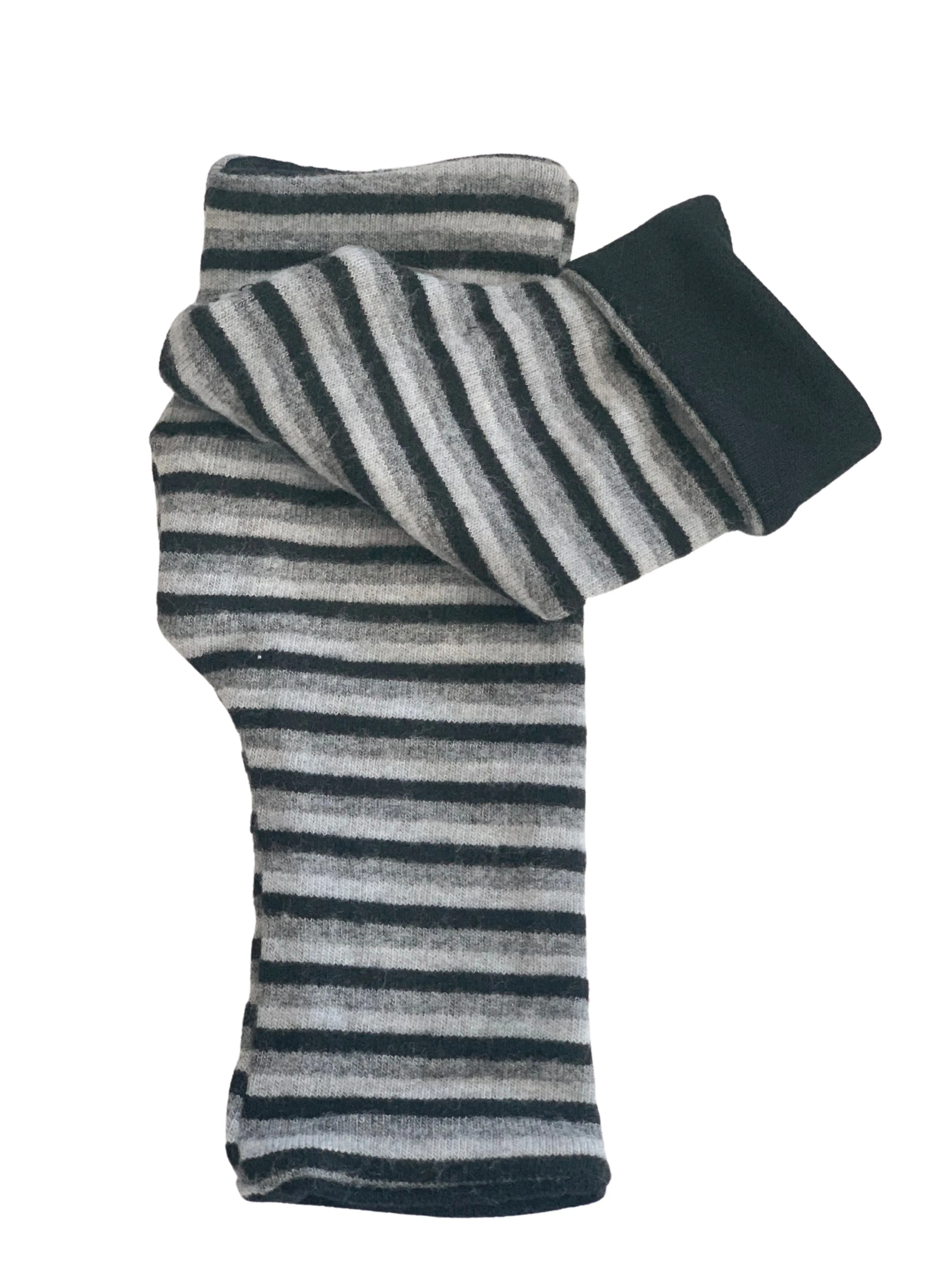 Reversible Fingerless Gloves in Soft Cashmere Feel Double Layer Sweater Jersey