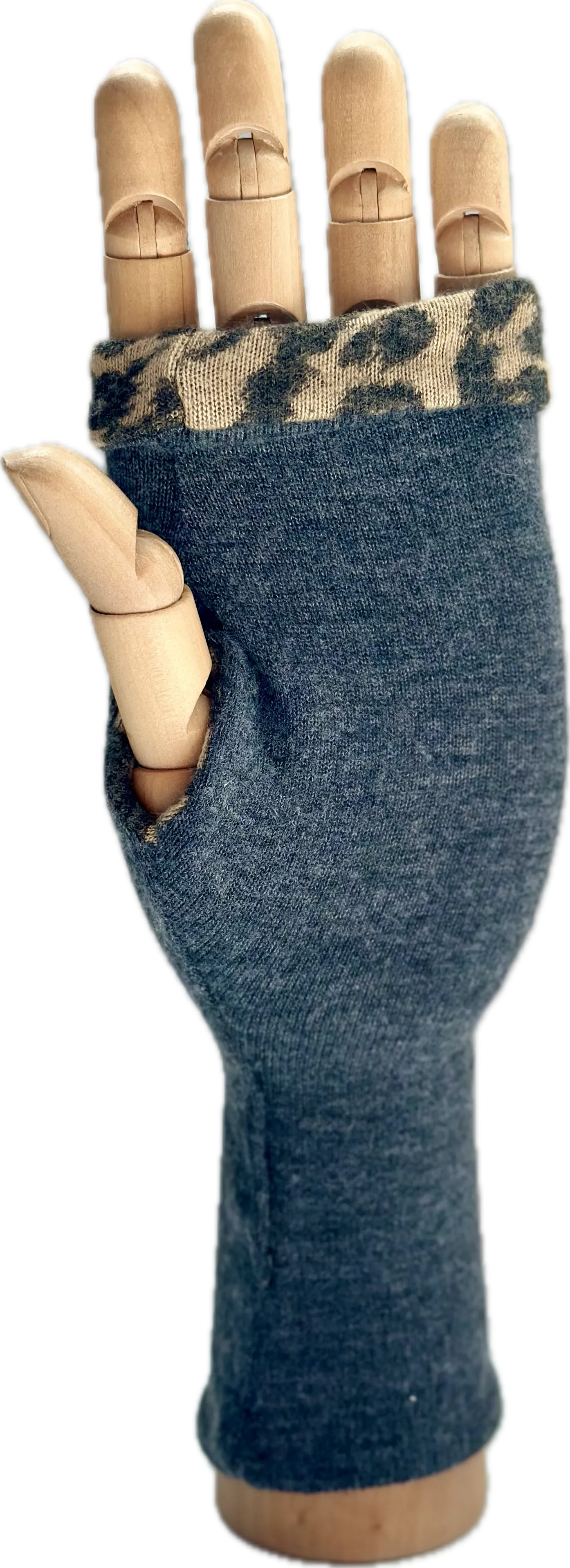 Reversible Fingerless Gloves in Soft Cashmere Feel Double Layer Sweater Jersey