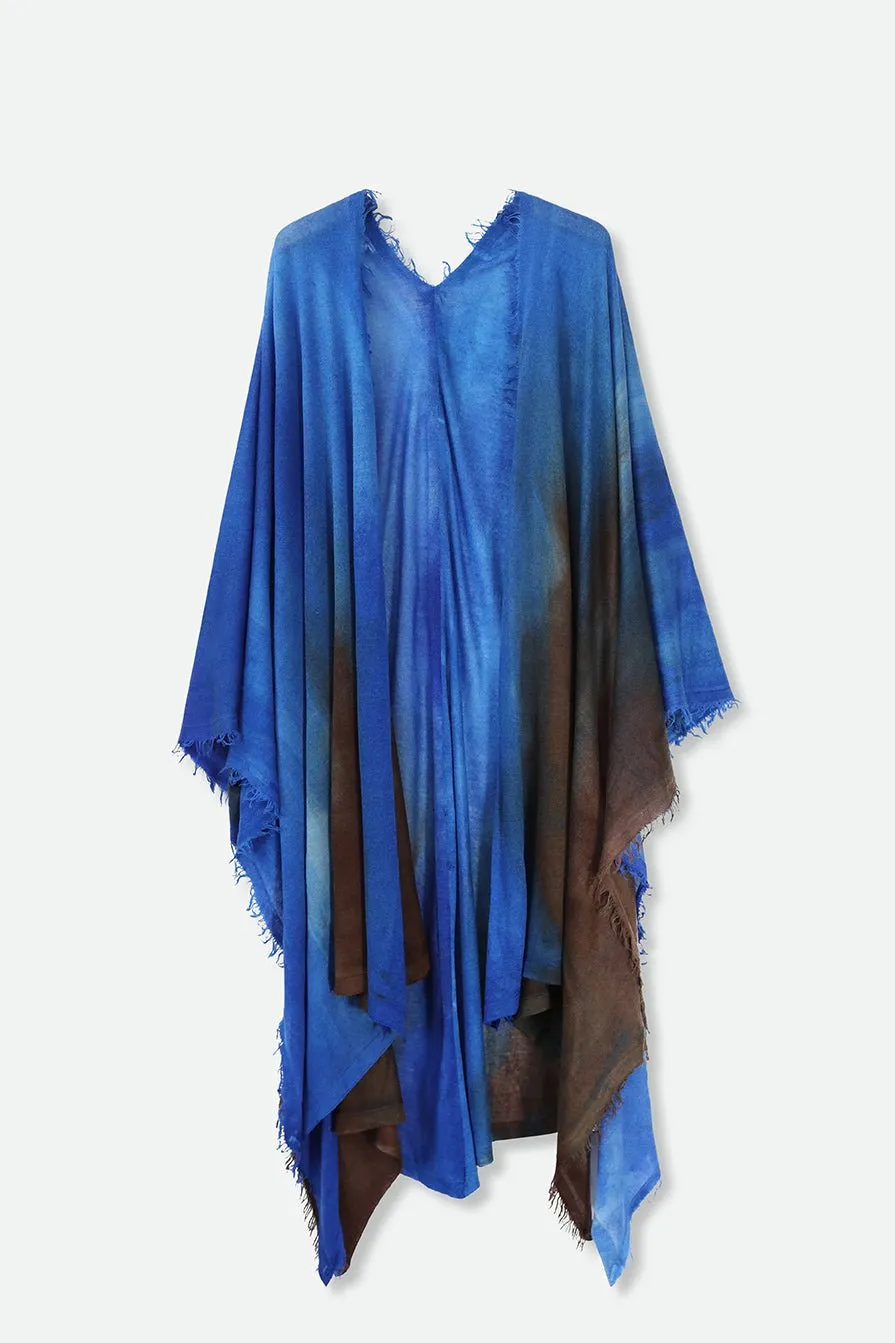 ROSELLA HANDPAINTED CASHMERE CARDIGAN IN COBALT BLUE