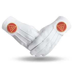 Royal Arch Chapter Gloves - Pure Cotton With Red Triple Tau