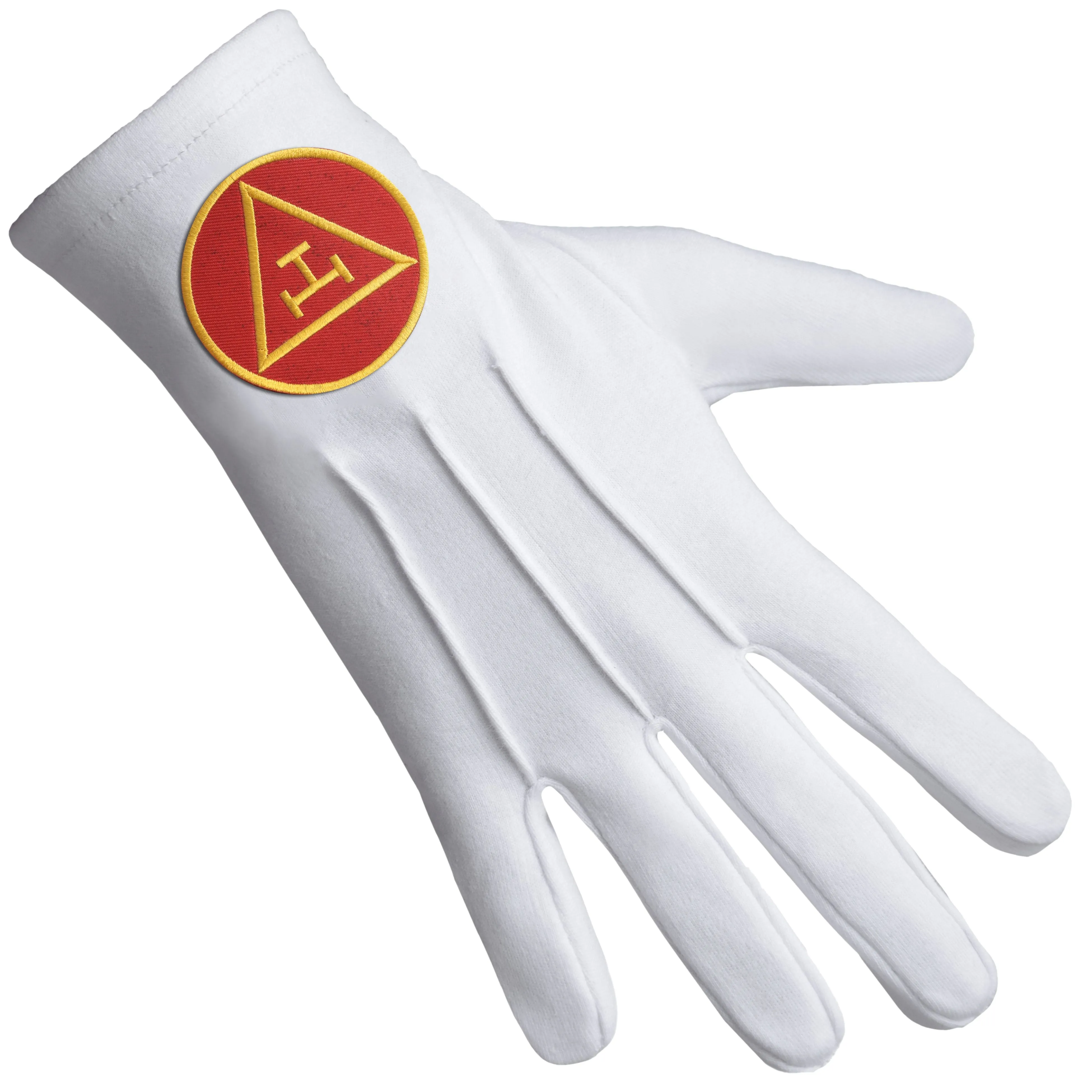 Royal Arch Chapter Gloves - Pure Cotton With Red Triple Tau