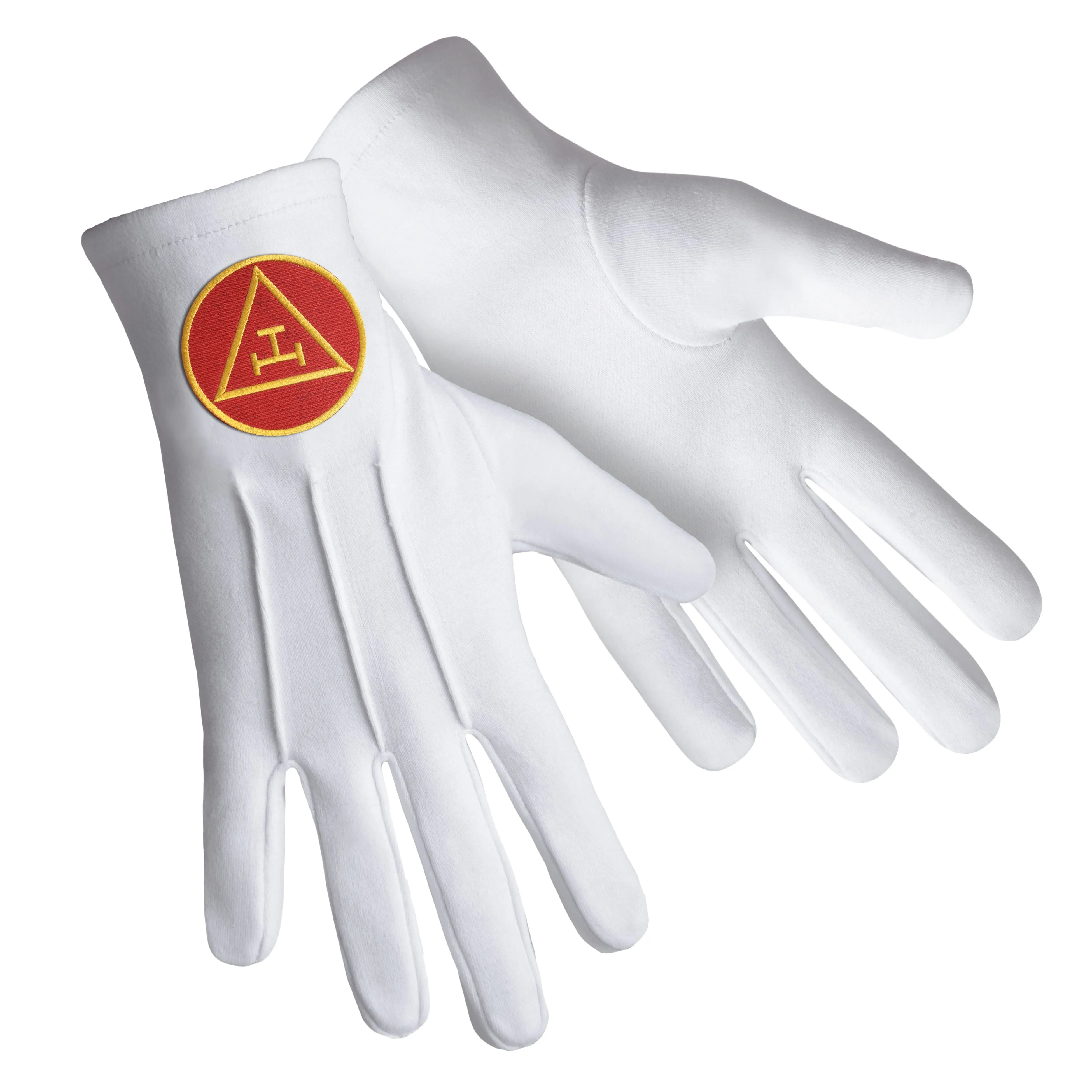 Royal Arch Chapter Gloves - Pure Cotton With Red Triple Tau