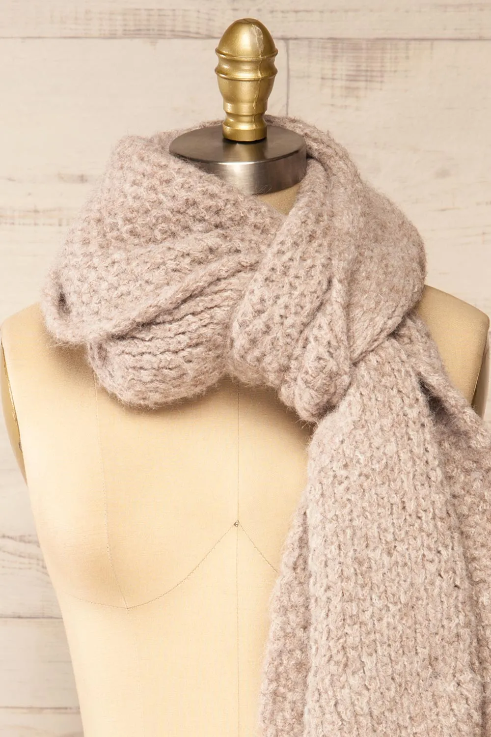 Samsun Taupe | Thick Soft Knit Scarf