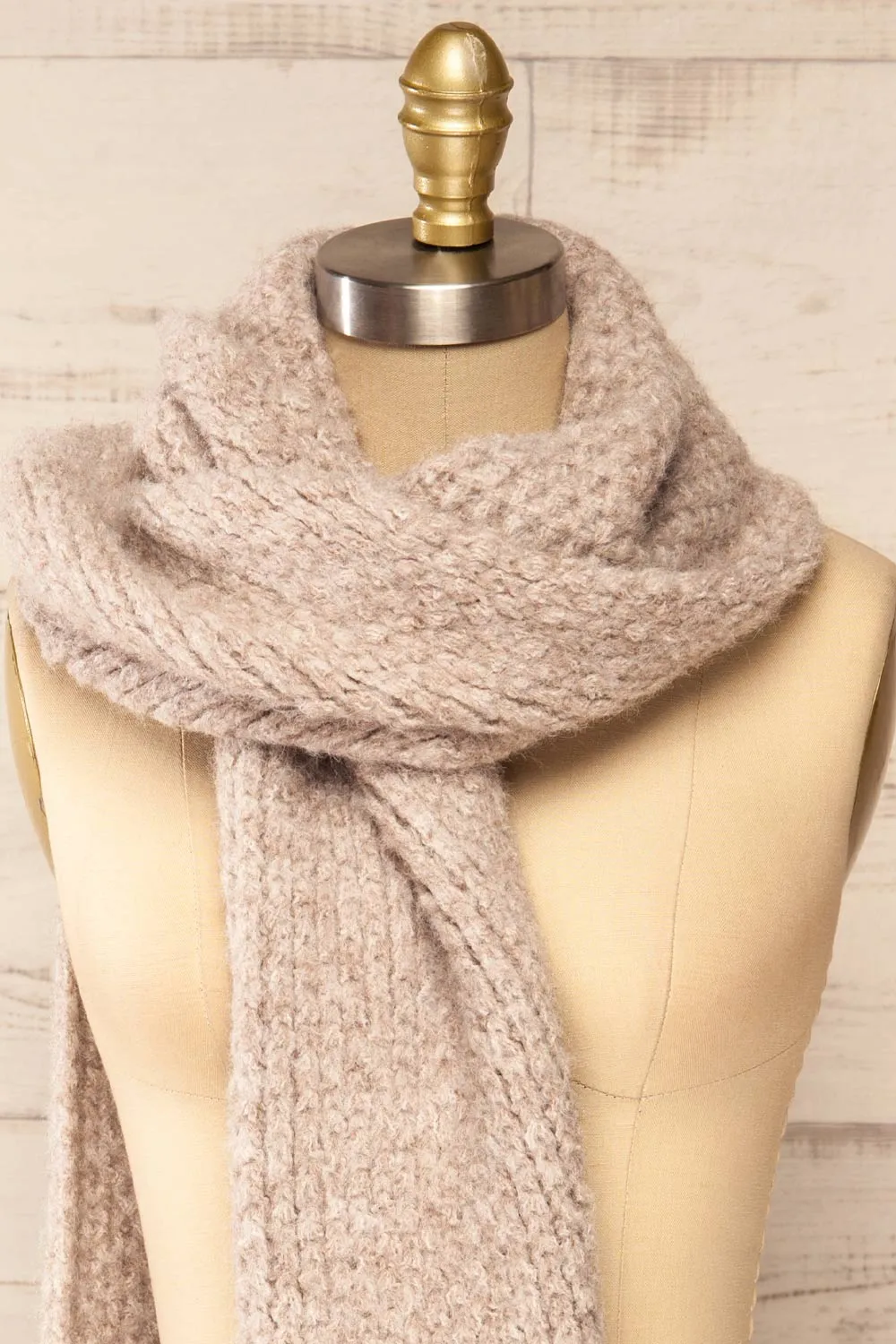 Samsun Taupe | Thick Soft Knit Scarf