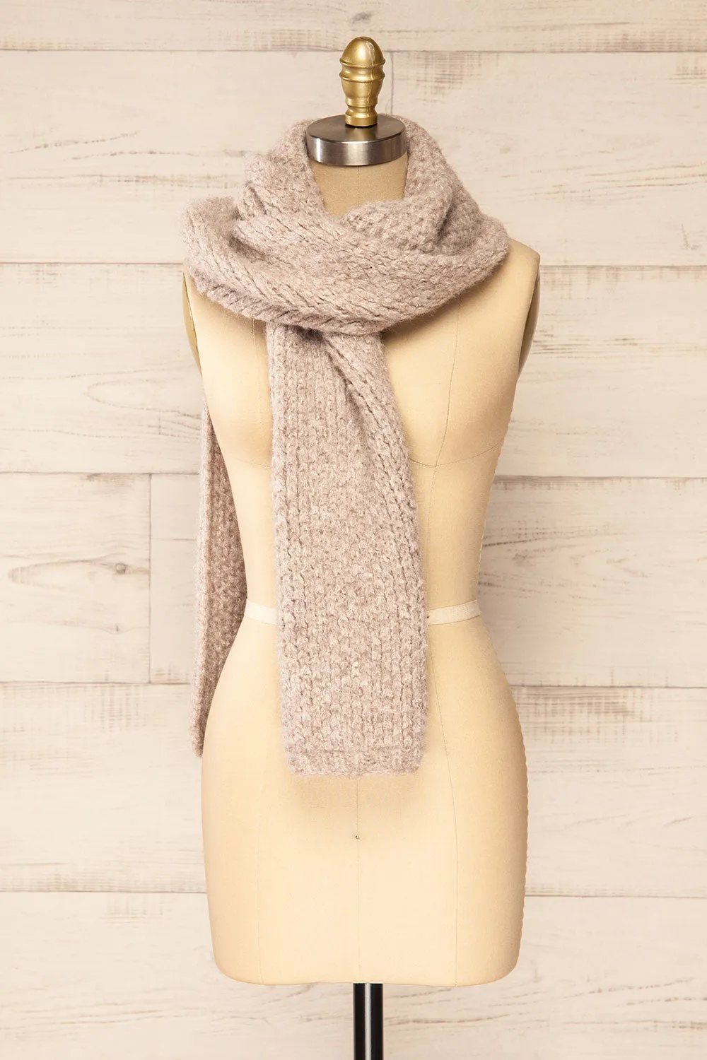 Samsun Taupe | Thick Soft Knit Scarf