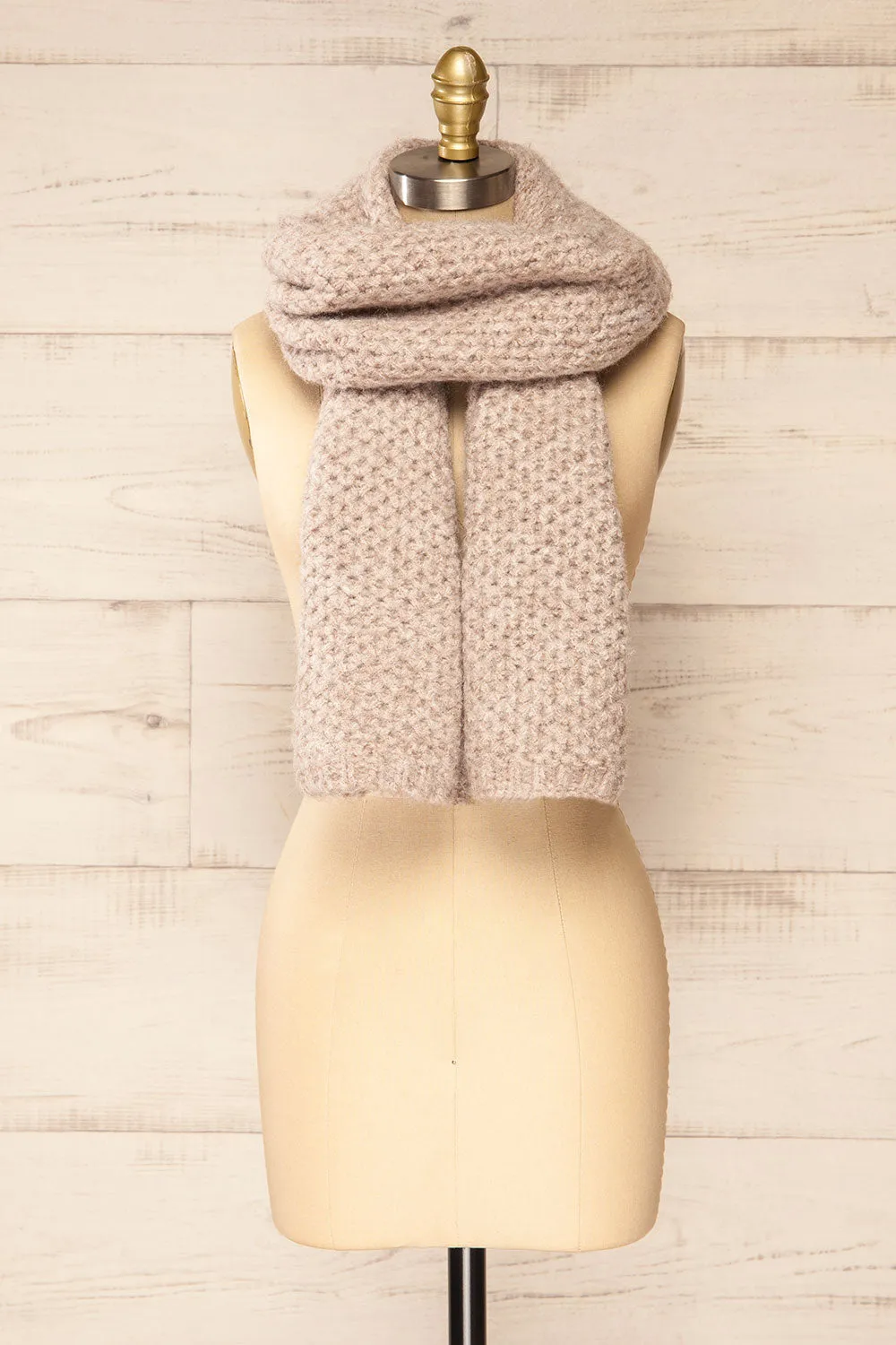 Samsun Taupe | Thick Soft Knit Scarf