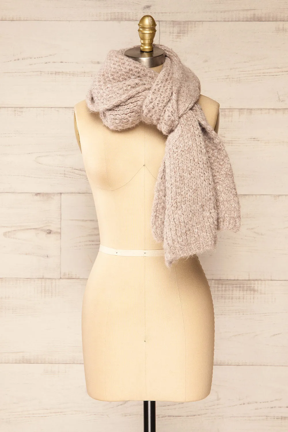 Samsun Taupe | Thick Soft Knit Scarf