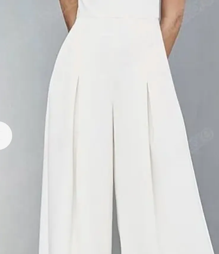 Simple A-Line Pant Suit Wedding Dresses Jumpsuit V Neck Chiffon Bridal Gown