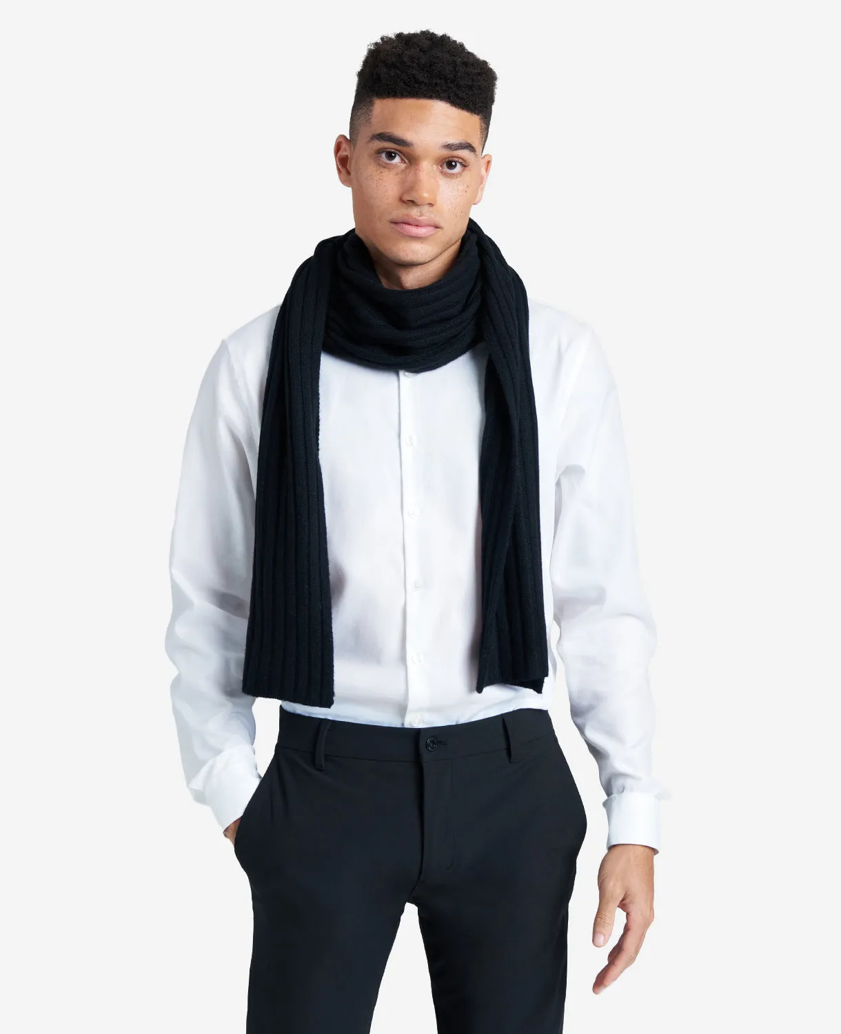 Site Exclusive! Rib Knit Wool Cashmere Scarf