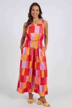 Soleil Check Jumpsuit in Orange