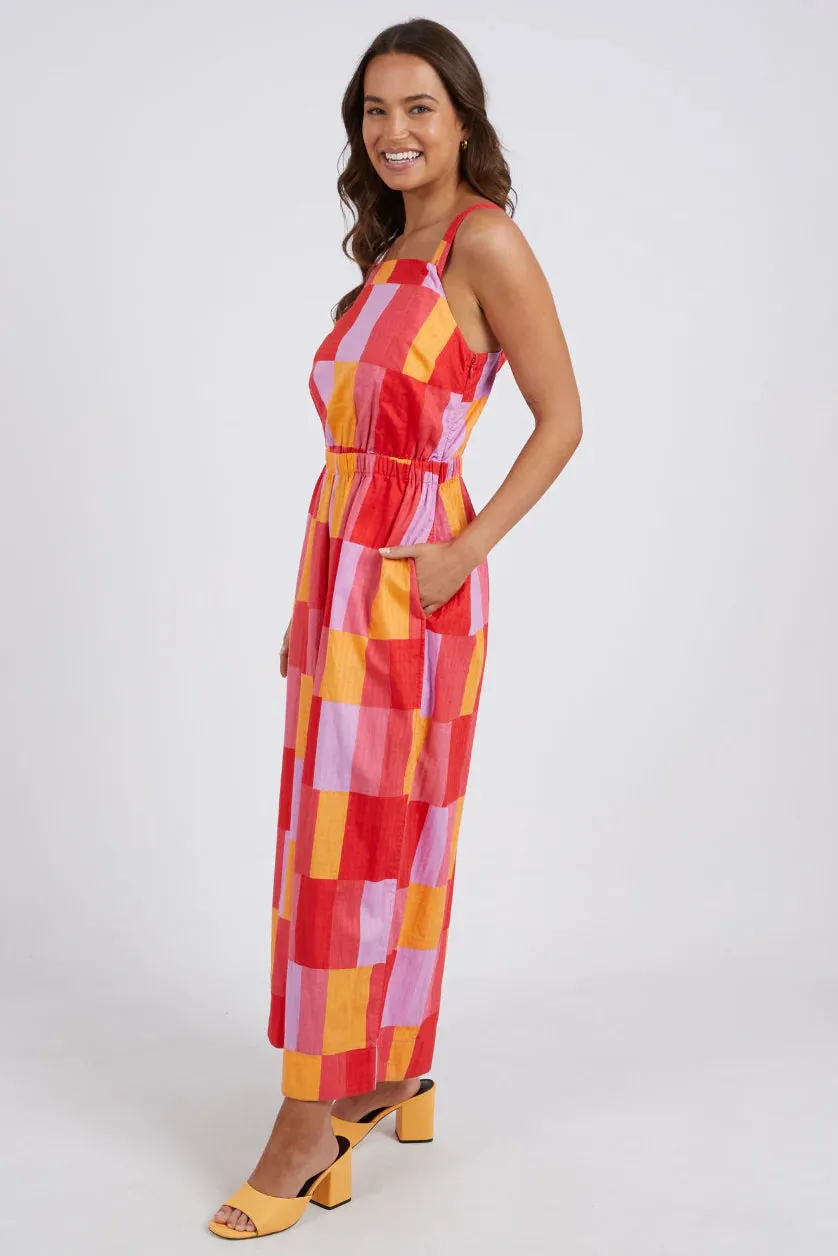 Soleil Check Jumpsuit in Orange