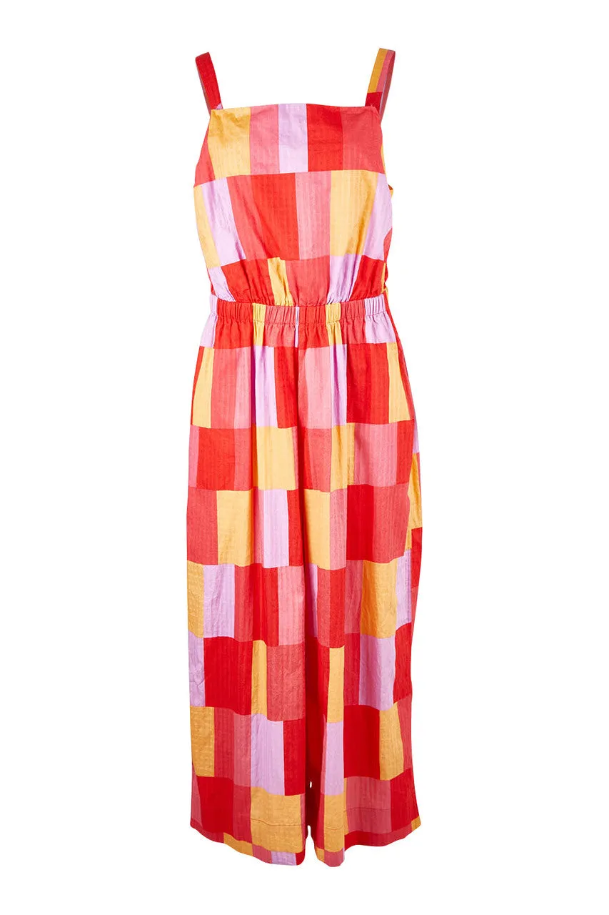 Soleil Check Jumpsuit in Orange