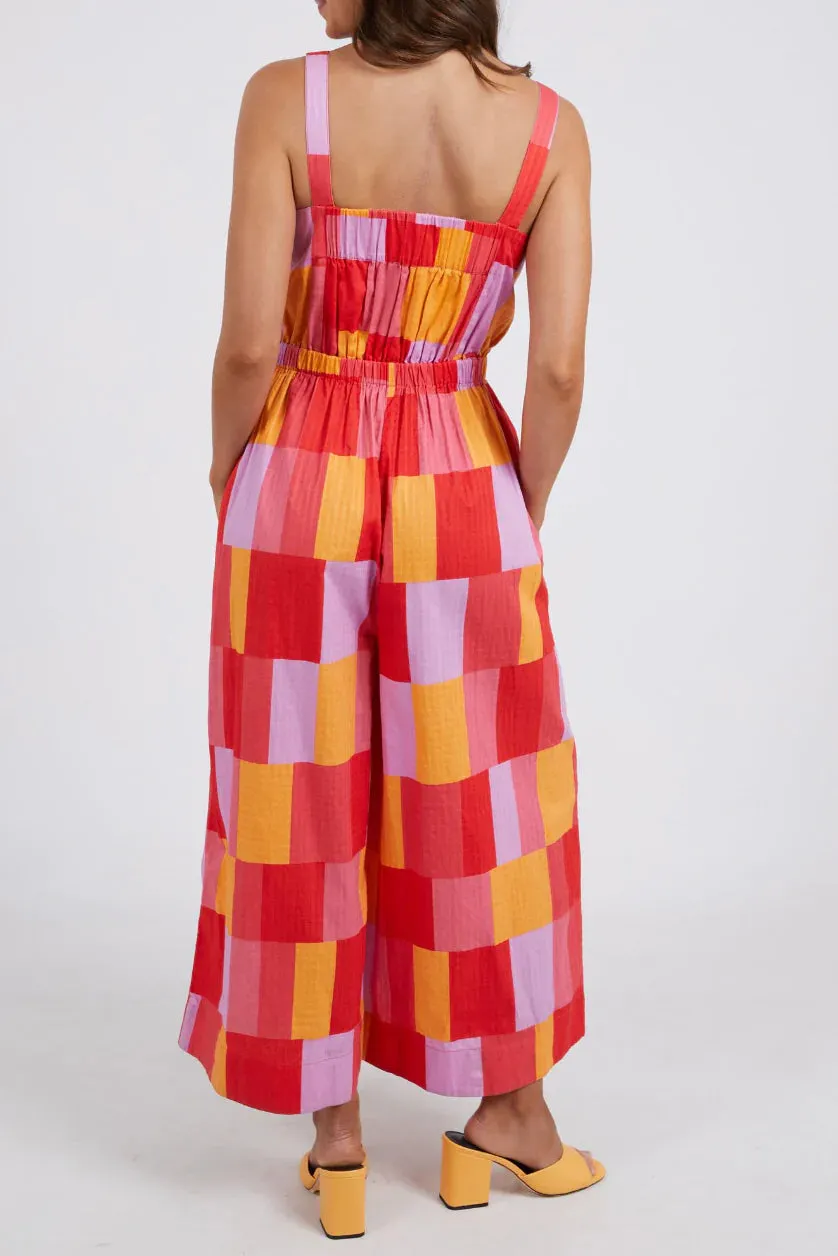 Soleil Check Jumpsuit in Orange