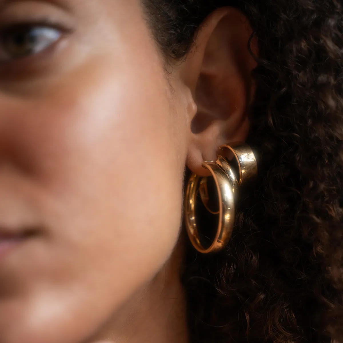 Solid Gold Medium Hollow Hoops