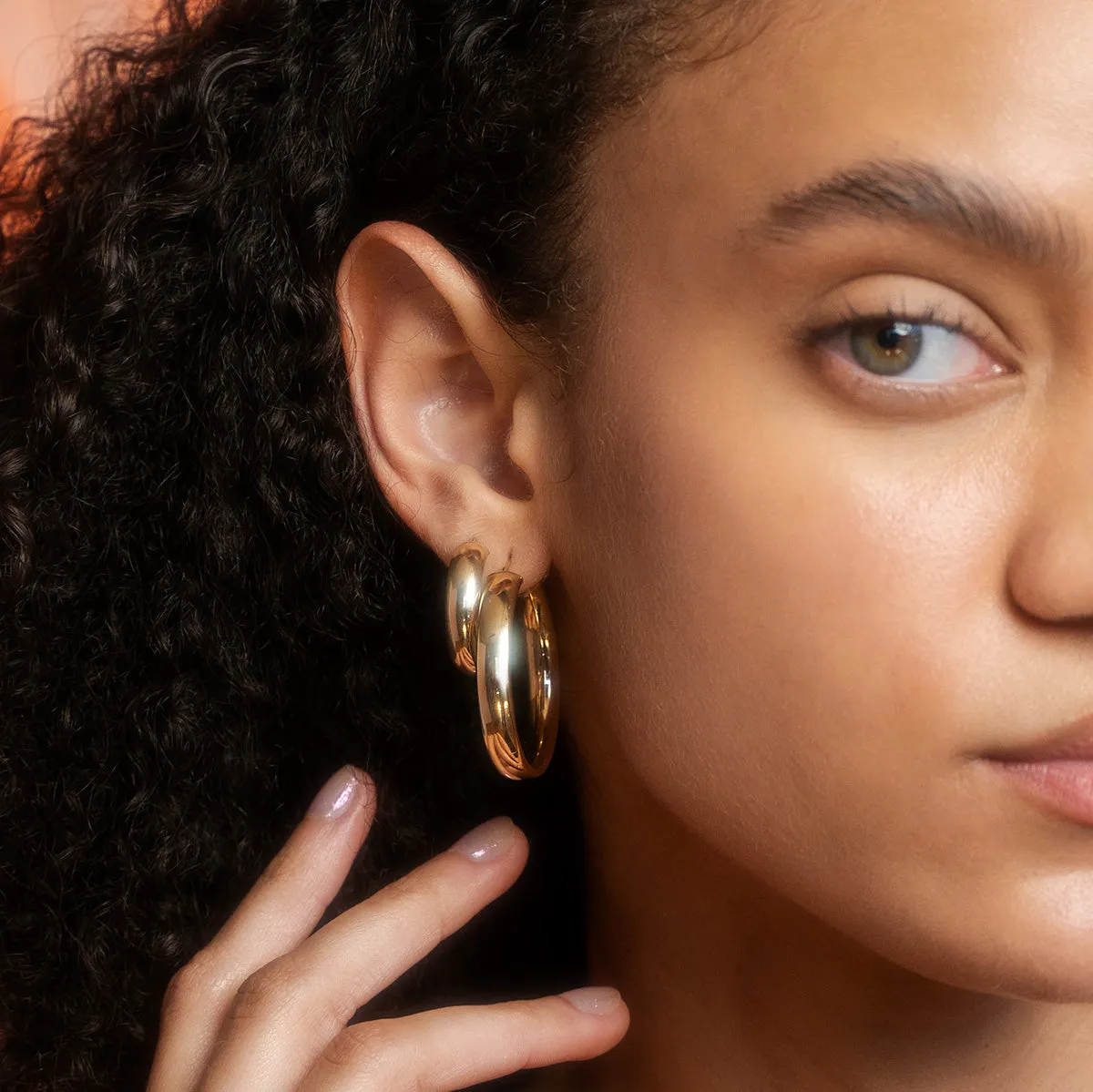 Solid Gold Medium Hollow Hoops