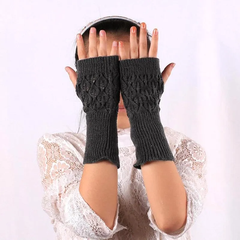 Stretchy Knitted Hand Warmer Fingerless Wrist Gloves